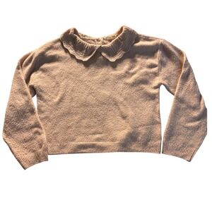 Kids Blush Pink Knit Sweater Peter‎ Pan Collar Long Sleeve Pullover